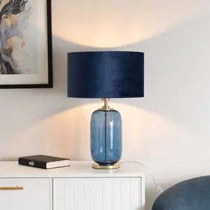 Anacristina Glass Table Lamp Blue / Navy Blue