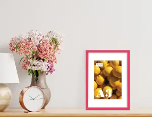 A3 Bright Pink Picture Frame With Mount for A4 (21 x 29.7cm -8.3 x 11.7in) Poster, Photo, Artwork, or Print.