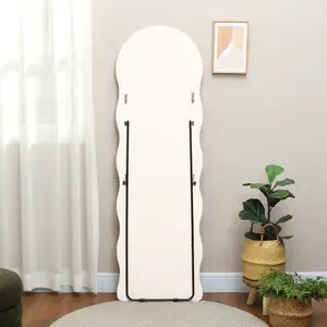 HOMCOM Full Length Mirror, Standing, Leaning or Wall Mirror, White and Pink