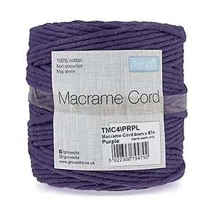 Trim: Macramé Cord: Cotton: 87m x 4mm: 0.5kg: Purple