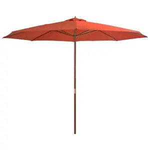 Berkfield Outdoor Parasol with Wooden Pole 350 cm Terracotta