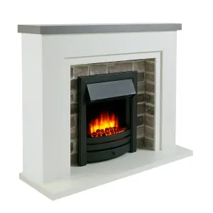 Flamborough Black Fire Suite - Grey Top - Grey Brick