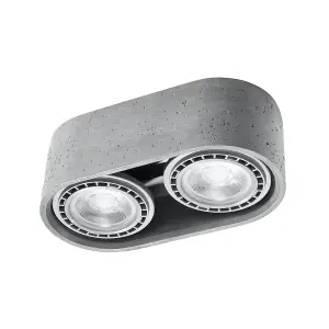 Basic Concrete Grey 2 Light Classic Ceiling Light