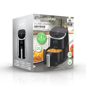 Daewoo Compact Air Fryer 2 Litre Mini Space Saving Energy Efficient Adjustable Thermostat