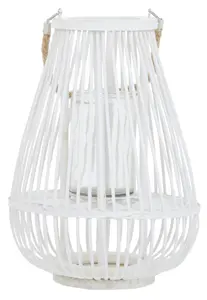 Interiors by Premier Lentigo Small White Bamboo Lantern