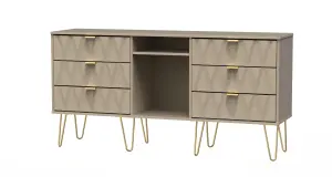 Dallas 6 Drawer Sideboard in Mushroom (Ready Assembled)