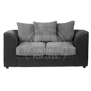 Luxor Jumbo Cord 3 + 2 + 1 Fabric 3 Piece Sofa Suite - Scatter Back Black and Grey