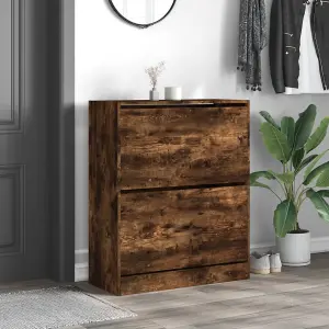 Shoe Cabinet Smoked Oak 80x34x96.5 cm Engineered Wood