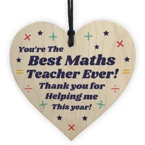 Best Maths Teacher Gift Wooden Heart Thank You Gift Leaving School Nursery Gift