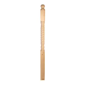 Cambridge Pine Rope Twist Stair Newel Post (H) 1500mm (W) 90mm (D) 43mm