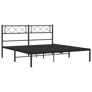 Berkfield Metal Bed Frame with Headboard Black 5FT King Size