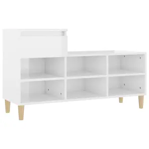 Berkfield Shoe Cabinet High Gloss White 102x36x60 cm Engineered Wood