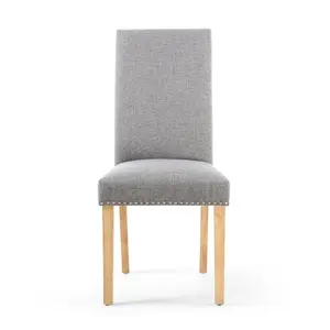 Richard Upholstered Dining Chair (Set of 2) Silver Grey Linen Effect / Natural