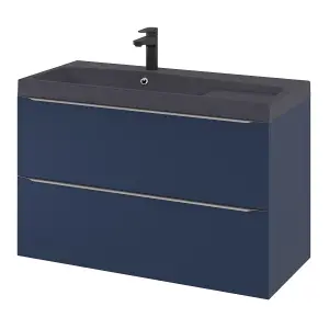 GoodHome Imandra Matt Blue Wall-mounted Bathroom Cabinet (H) 600mm (W) 1000mm