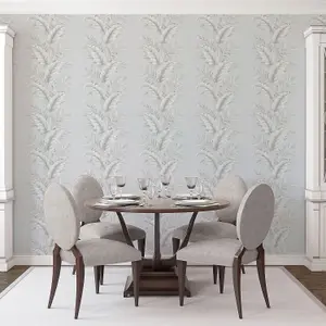 Galerie Palazzo Silver Grey Fern Embossed Wallpaper