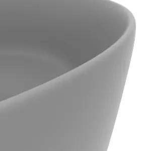 Berkfield Luxury Wash Basin Round Matt Light Grey 40x15 cm Ceramic