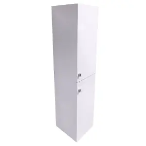 Rinse Bathrooms 1400mm Wall Mounted Tall Bathroom Cabinet 2 Doors Soft Close Bathroom Furniture Storage Cupboard Gloss White