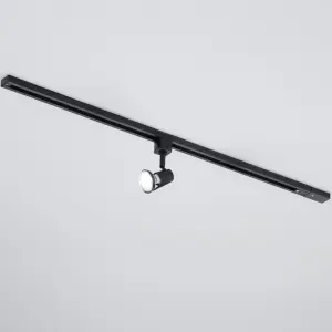 Litecraft Harlem Black 1 Head 1m Straight Kitchen Ceiling Light with LED Bulbs