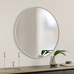 Baum Metal Flat Wall Mirror White / 70 cm H x 70 cm W