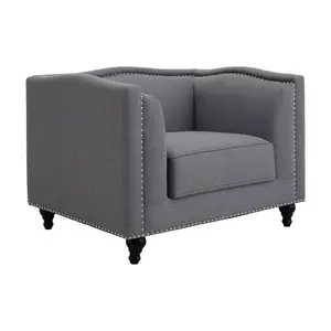 Interiors By Premier Comfortable Grey Fabric Chair, Elegant Armchair For Bedroom, Robust Modern Armchair For Livingroom