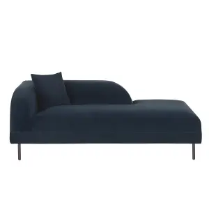 Left Hand Velvet Chaise Lounge Dark Blue LE CRAU