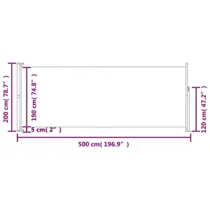 Berkfield Patio Retractable Side Awning 200x500 cm Grey