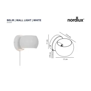 Nordlux Belir Indoor Spotlight Wall Light in White (Height) 11cm