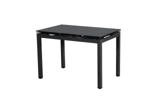 Modernique Black Tempered Glass Extending Dining Table Extends 110 to 170 cm