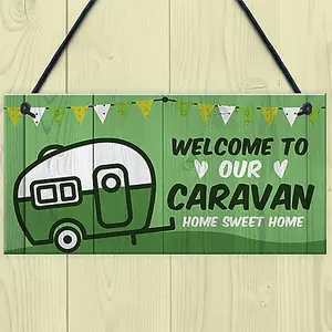 Caravan Sign Hanging Door Wall Plaque Welcome Sign Campervan Motorhome Sign