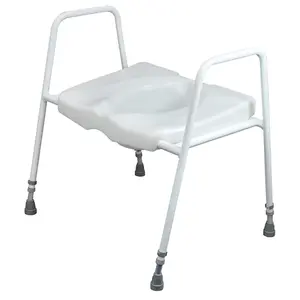 Bariatric Toilet Seat and Frame - Height Adjustable - Tubular Steel Frame