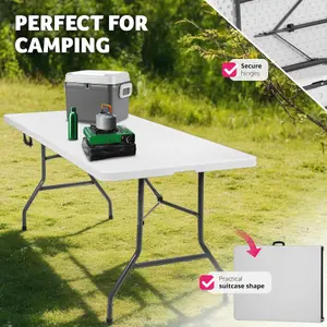 Camping Table - foldable with carry handle - white