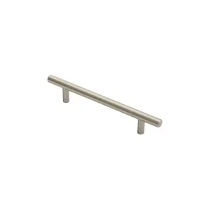 2x Round T Bar Cabinet Pull Handle 188 x 12mm 128mm Fixing Centres Satin Nickel