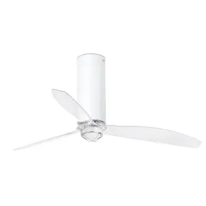 Luminosa Tube LED Matt White, Transparent Ceiling Fan with DC Motor, 3000K