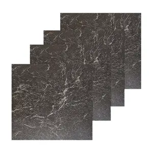 Floor tiles self adhesive vinyl flooring kitchen bathroom black marble effect pack of 4 tiles (0.37sqm)