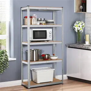 Yaheetech Silver Metal 5 Tier Storage Rack with Adjustable Shelves