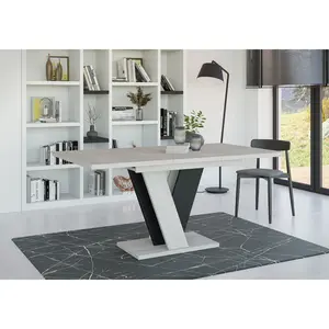 Extendable Dining Table Ameila Light Grey/Black