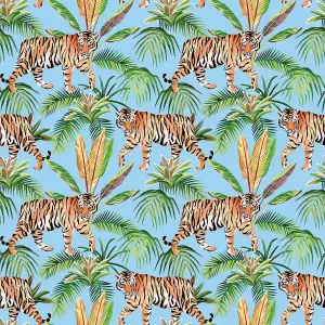 Bobbi Beck eco-friendly blue tropical tiger wallpaper