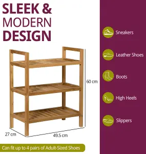 Hallowood Furniture Waverly Oak Narrow 3 Tier Stackable Shoe Rack