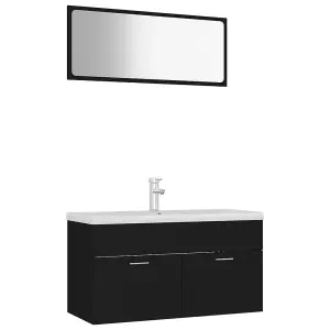 Berkfield Bathroom Furniture Set Black Engineered Wood