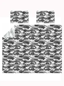 Grey Army Camouflage Reversible Double Duvet Cover and Pillowcase Set