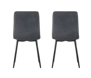 MCC Direct Henri Faux Suede Leather Dining Chairs Set of 2 Dark Grey