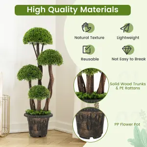 Costway Artificial  Topiary Ball Plant with Rattan Trunk Decor Tree