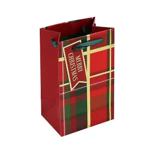 Eurowrap Tartan Christmas Perfume Bag (Pack of 12) Red/Green/Gold (One Size)