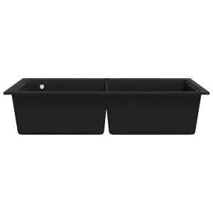 Overmount Kitchen Sink Double Basin Granite Black