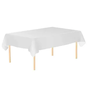 White Plastic Table Cover, Disposable Wipe Clean Waterproof Tablecloth - 54"x72"