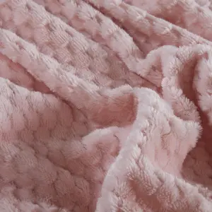 Sleepdown Blush Pink Waffle Teddy Fleece Duvet Quilt Cover Pillowcase Set Thermal Bedding Super king