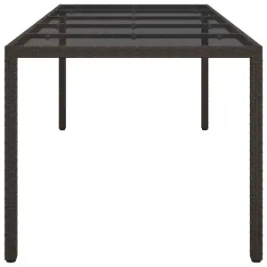 Berkfield Garden Table Brown 250x100x75 cm Tempered Glass and Poly Rattan