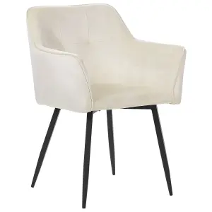 Set of 2 Dining Chairs JASMIN Velvet Cream