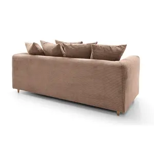 Jumbo Brown Cord 3 Seater Sofa for Living Room with Thick Luxury Deep Filled Cushioning