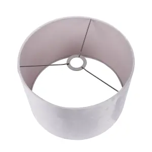 25cm Soft Grey Velvet Cylinder Table Lampshade